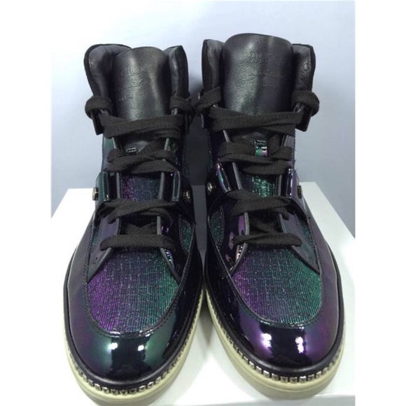 Jimmy Choo Barlowe Holographic Multichrome Hi Tops - Picture 2 of 7